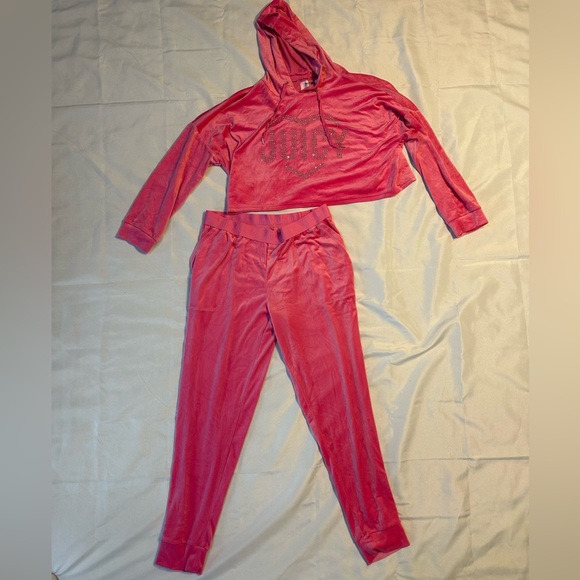 Juicy Couture Other - Pink Velour Juicy Couture Hoodie and Jogger Set
